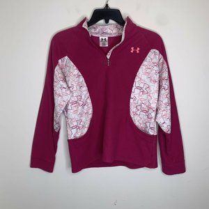 Under Armour Youth Girls XL Pink Long Sleeve Quarter Zip Sweatshirt Pullover